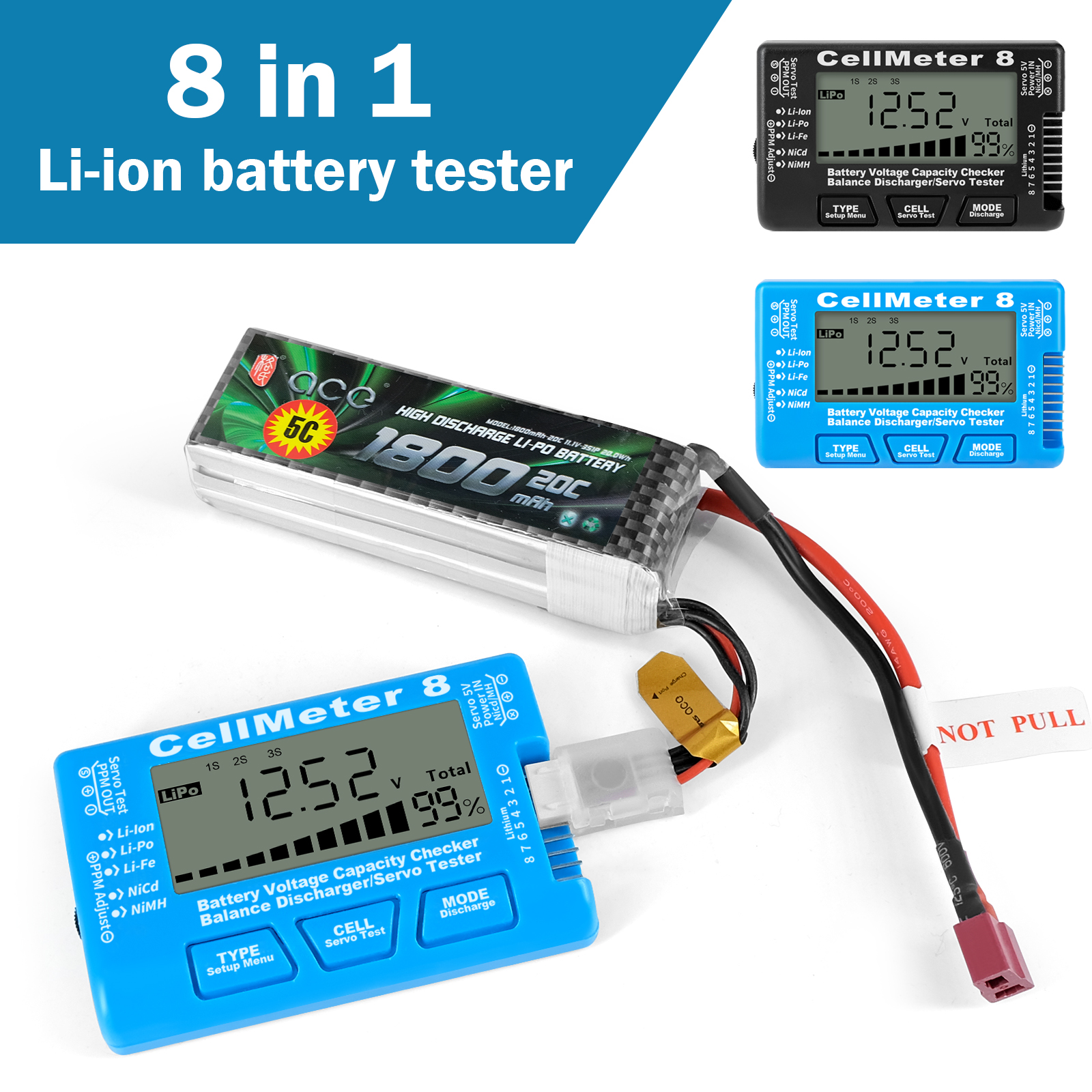 Drone Battery Voltage Checker - 8 in 1 CellMeter 8 Battery