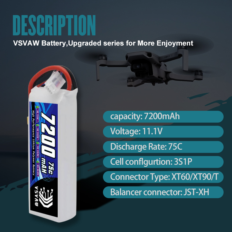 VSVAW 3S Lipo Battery 11.1V 72 - Drone Battery Plate recension och pris