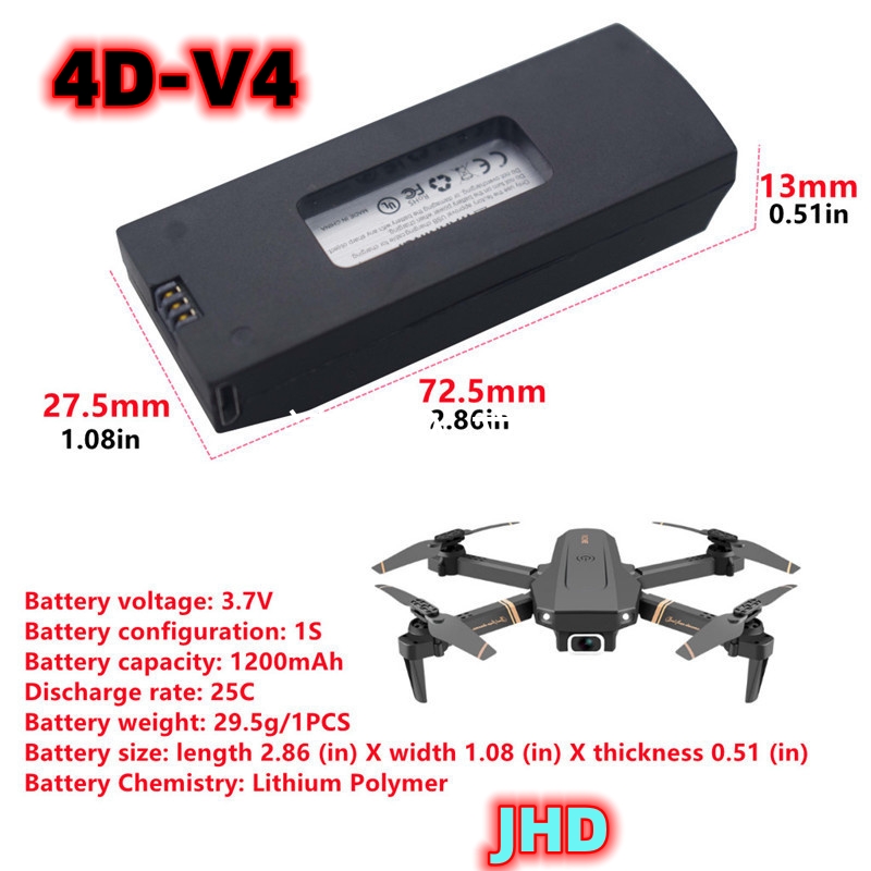 JHD Bateria 4DRC V4 Battery 3. - Drone Battery Li-Ion recension och pris