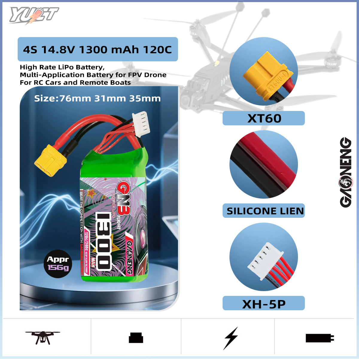 YUCT GNB 6S LiPo Battery 22.2V - Drone Battery 4S recension och pris