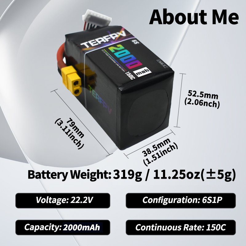 TERFPV 6S 22.2V 2000mAh 150C/3 - Drone Battery Lipo recension och pris