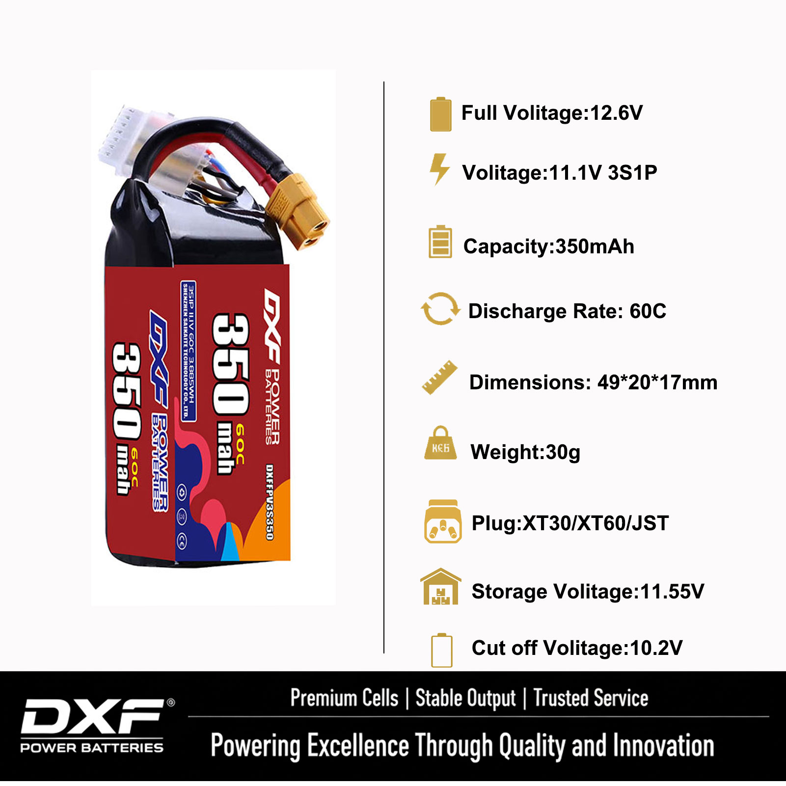 DXF Lipo 3S Battery 11.4V 1700 - Drone Battery 4S recension och pris
