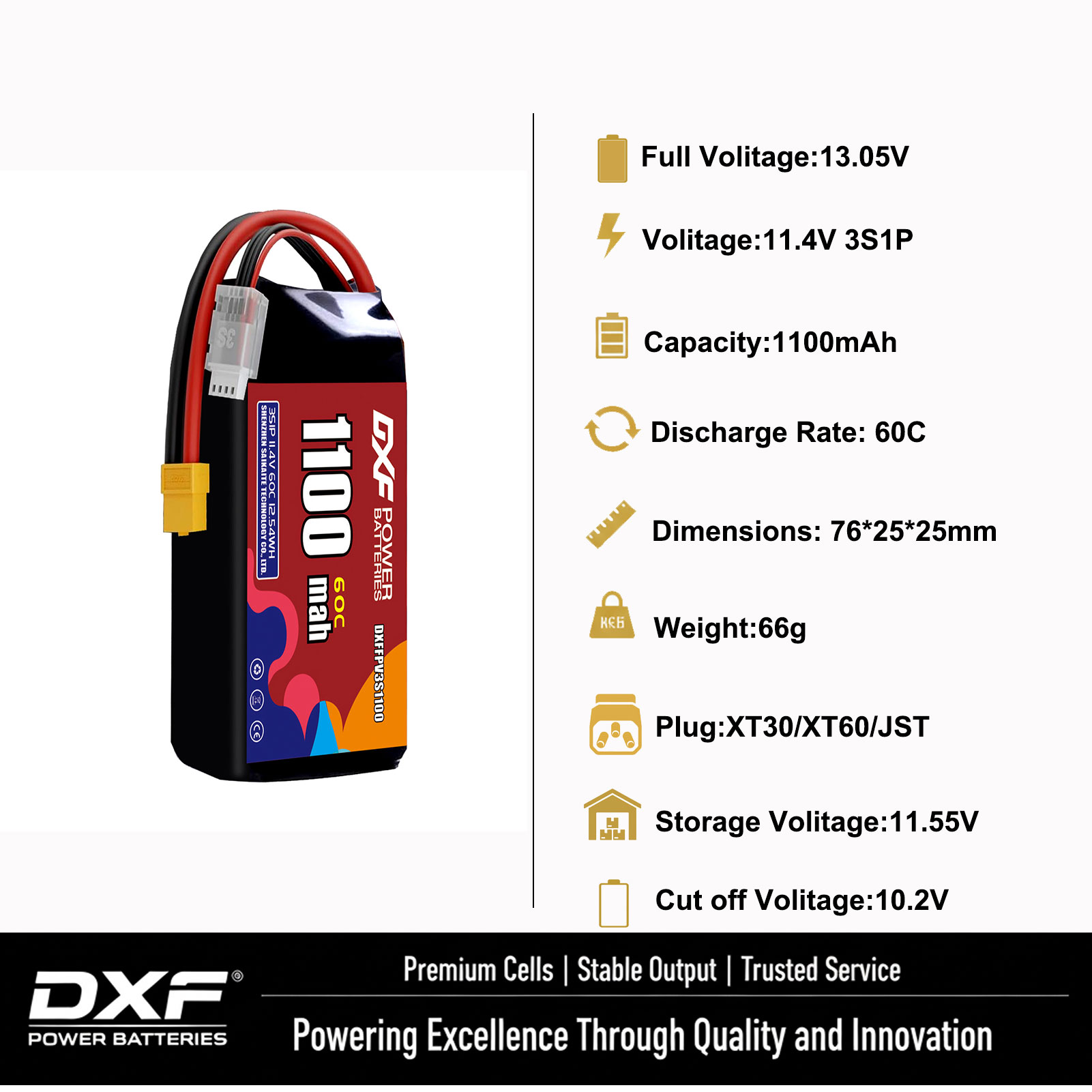 DXF Lipo 3S Battery 11.4V 1700 - Drone Battery 4S recension och pris