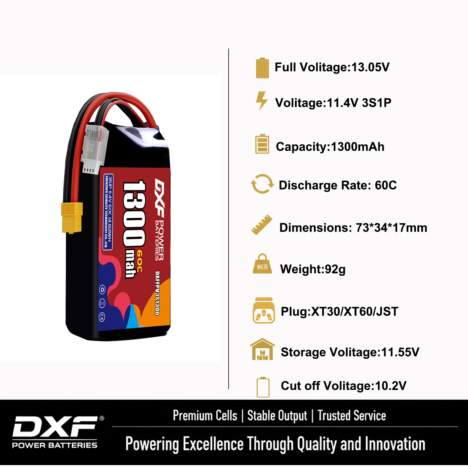 DXF Lipo 3S Battery 11.4V 1700 - Drone Battery 4S recension och pris